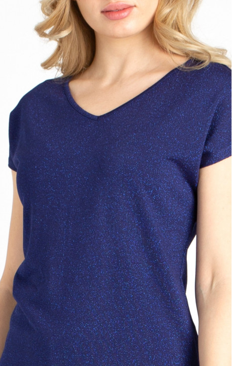 Блуза в свободен силует в цвят Blueberry с блестящи нишки