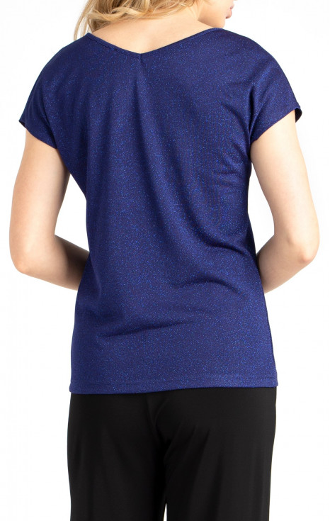 Блуза в свободен силует в цвят Blueberry с блестящи нишки [1]
