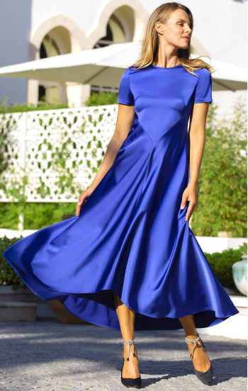 Официална рокля от сатен в цвят Palace Blue