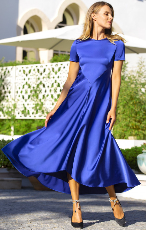 Официална рокля от сатен в цвят Palace Blue