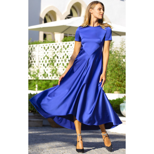 Официална рокля от сатен в цвят Palace Blue