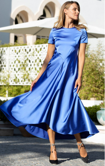 Официална рокля от сатен в цвят Palace Blue