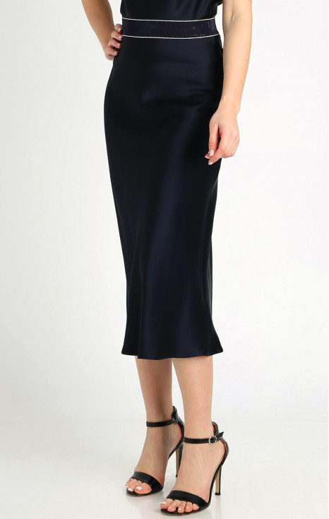 Изискана пола от плътна сатенирана вискоза в цвят Midnight Blue