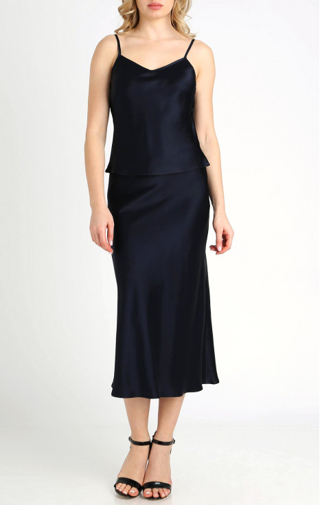Изискана пола от плътна сатенирана вискоза в цвят Midnight Blue