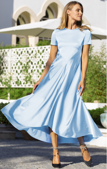 Официална рокля от сатен в цвят Airy Blue