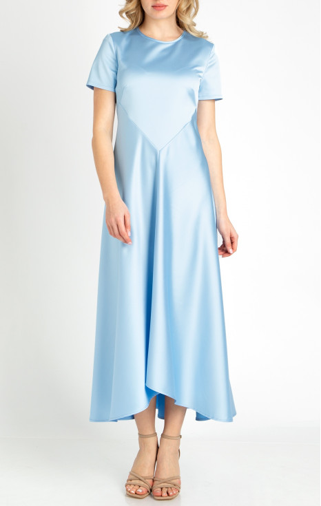 Официална рокля от сатен в цвят Airy Blue