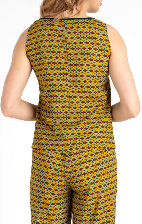Елегантна блуза от лека вискоза с графичен принт в цвят Golden Palm [1]