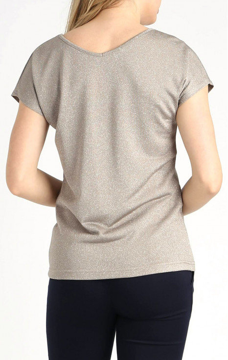 Елегантна блуза със сребърен блясък в цвят Simply Taupe