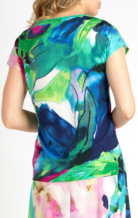 Блуза от меко трико с ярки контрастни летни цветове [1]