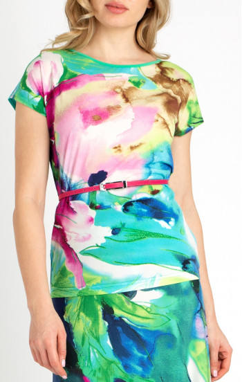 Блуза от меко трико с ярки контрастни летни цветове