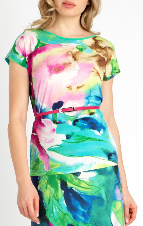 Блуза от меко трико с ярки контрастни летни цветове