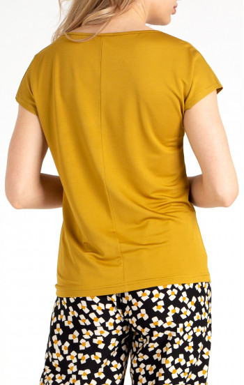 Блуза от луксозно жарсе в цвят Mustard Gold с кристали Swarovski [1]