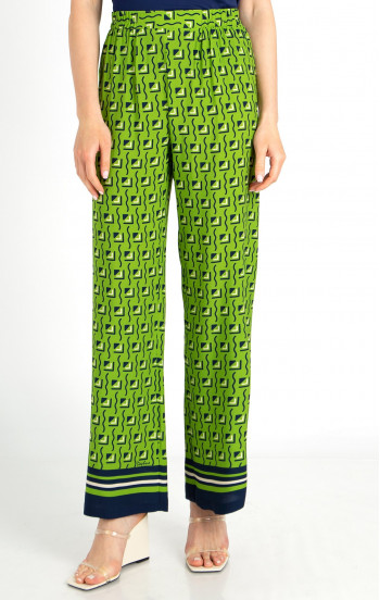 Летен панталон от вискоза с графичен принт в цвят Lime Green