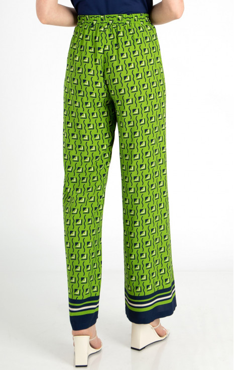 Летен панталон от вискоза с графичен принт в цвят Lime Green [1]