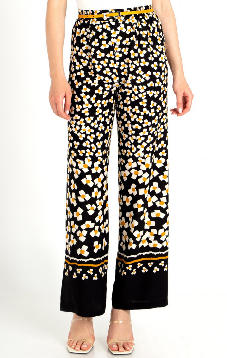 Летен панталон от вискоза в стилизиран флорален принт