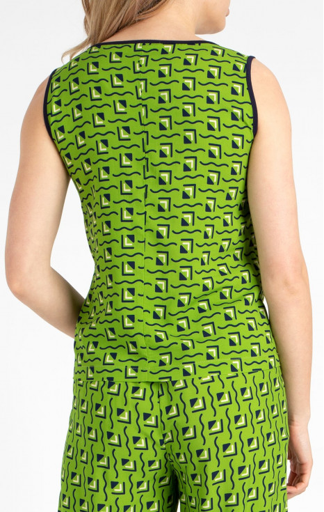 Елегантна блуза от вискоза с графичен принт в цвят Lime Green [1]