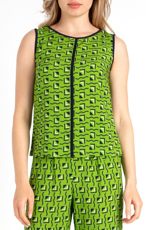 Елегантна блуза от вискоза с графичен принт в цвят Lime Green
