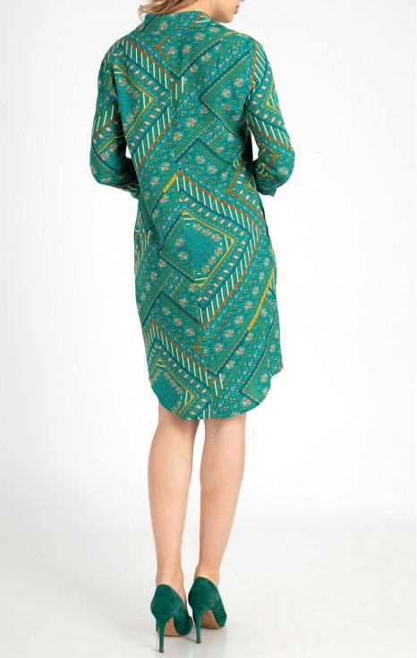 Стилна рокля тип риза от вискоза в цвят Tropical Green [1]