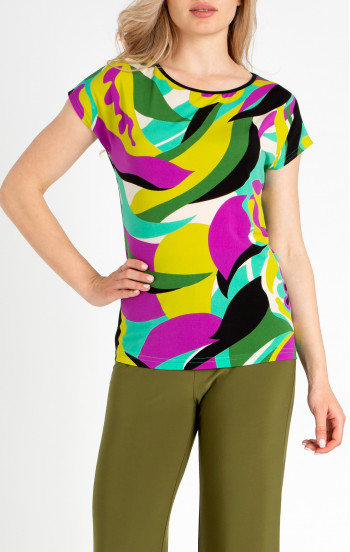 Блуза с цветен графичен принт от лекo трико тип жарсе