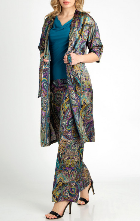 Стилно кимоно с миди дължина с цветни пейсли мотиви