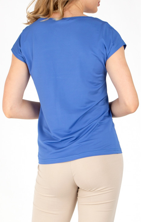 Блуза в свободен силует от леко трико тип жарсе в цвят Silver Blue [1]