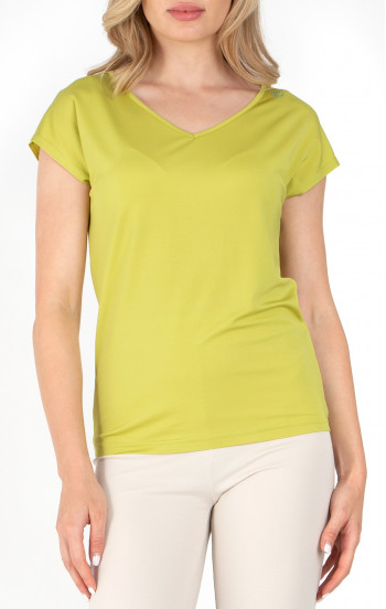 Блуза в свободен силует в цвят Golden Green с кристали Swarovski