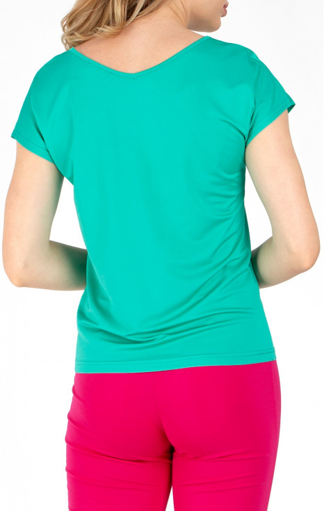 Блуза в свободен силует от леко трико тип жарсе в цвят Biscay Green [1]