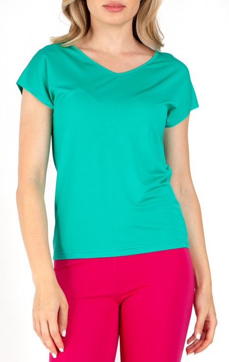 Блуза в свободен силует от леко трико тип жарсе в цвят Biscay Green