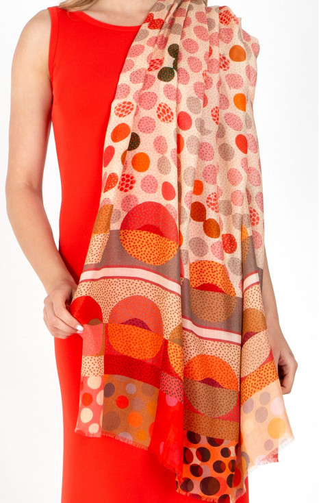 Шал от коприна и модал Dots Coral Pink Orange [1]