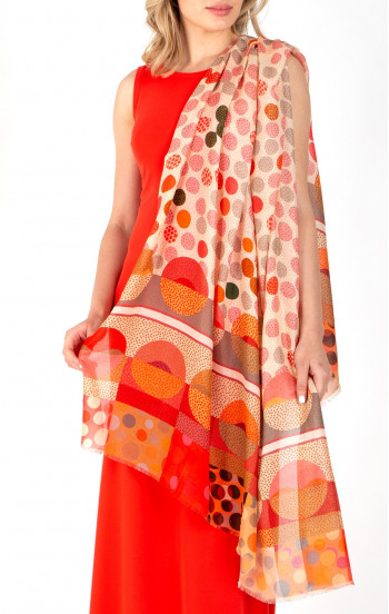 Шал от коприна и модал Dots Coral Pink Orange