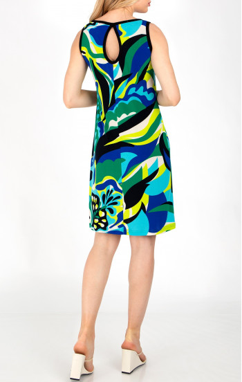 Комфортна лятна рокля с цветен графичен принт от леко трико тип жарсе [1]