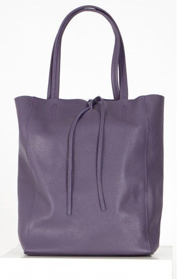 Голяма кожена чанта в цвят Mulled Grape