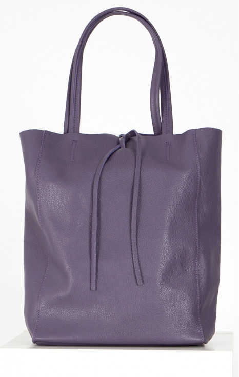 Голяма кожена чанта в цвят Mulled Grape