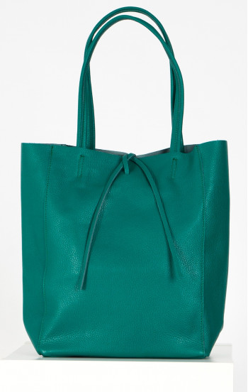 Голяма чанта в цвят Teal Green от естествена кожа