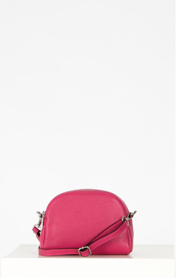 Малка чанта през рамо от естествена кожа в цвят Fuchsia Rose