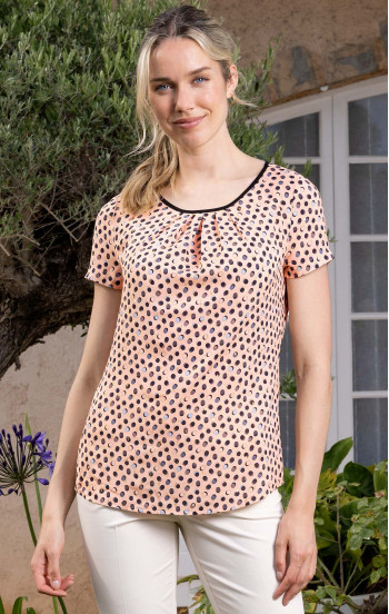 Елегантна блуза от вискоза в свободен силует в цвят Peach Beige