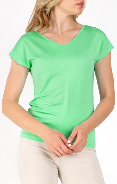 Блуза в свободен силует от луксозно трико тип жарсе в цвят Paradise Green