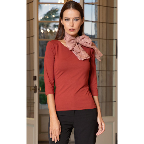 Ефирен копринен шал в цвят Peach beige