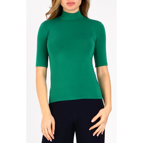 Мека трикотажна блуза с поло яка в цвят Cadmium Green