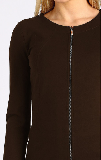 Елегантно сако с цип в тъмнокафяв цвят от стегната трикотажна материя [1]