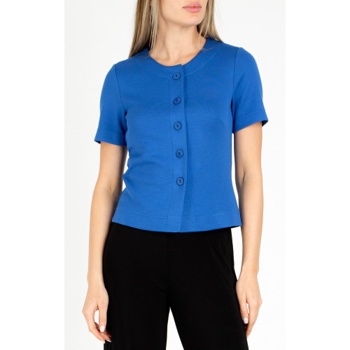 Късо сако от луксозно трико в цвят French Blue