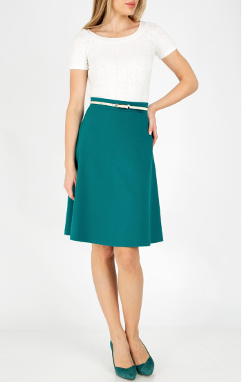 Разкроена пола от стегнато трико в цвят Teal Green [1]