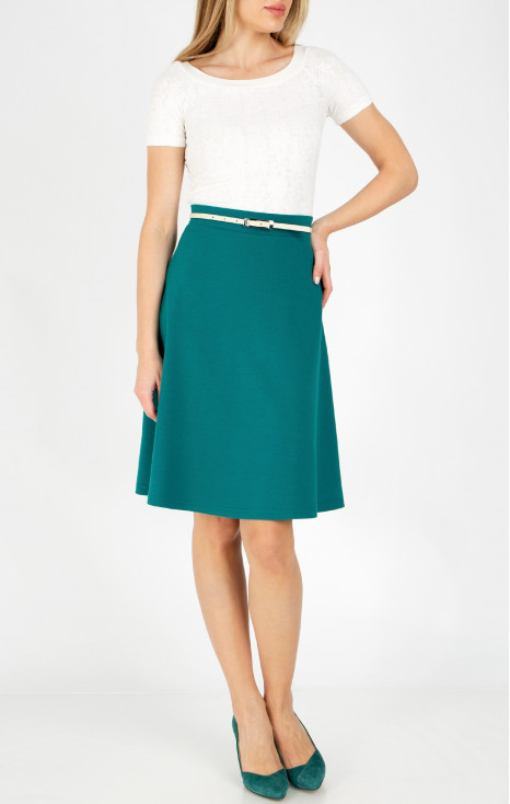 Разкроена пола от стегнато трико в цвят Teal Green [1]