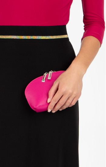 Мини несесер от естествена кожа в цвят Fuchsia