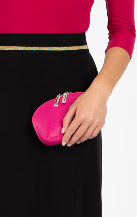 Мини несесер от естествена кожа в цвят Fuchsia
