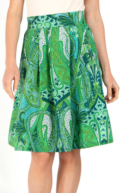 Удобна лятна пола с пейсли мотиви в цвят Vibrant Green и Turquoise