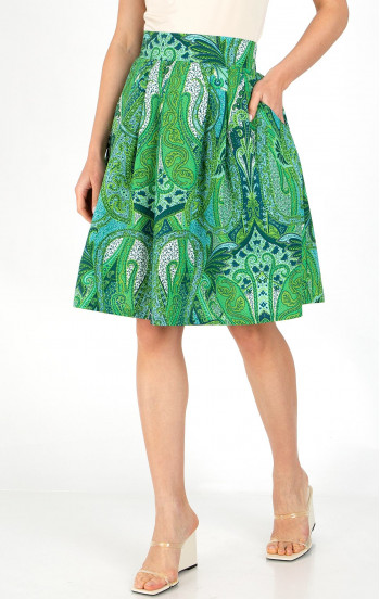 Удобна лятна пола с пейсли мотиви в цвят Vibrant Green и Turquoise