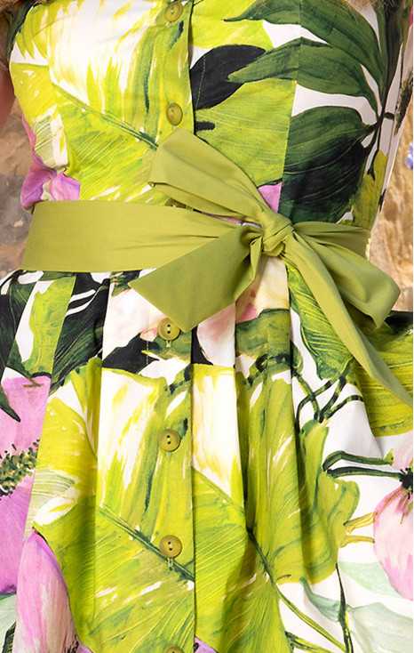 Памучен декоративен колан в зелен цвят Golden Palm