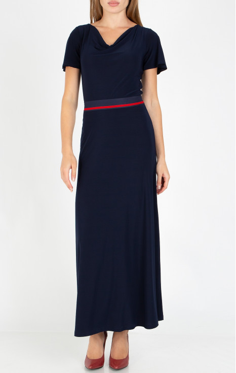 Макси пола от тежко падащо жарсе в Dark Navy Blue