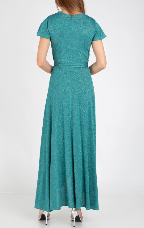 Елегантна бляскава парти рокля в цвят Brilliant Turquoise Green